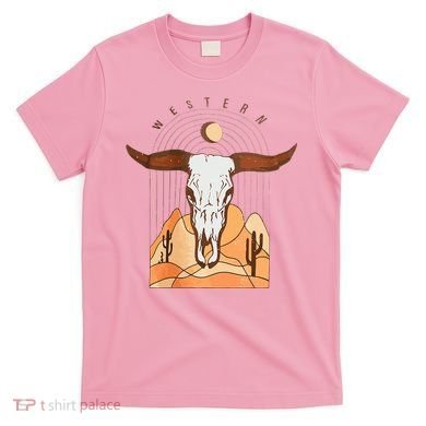 Cow Bull Cattle Skull Head Western T-Shirt
