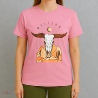 Cow Bull Cattle Skull Head Western T-Shirt thumb 4