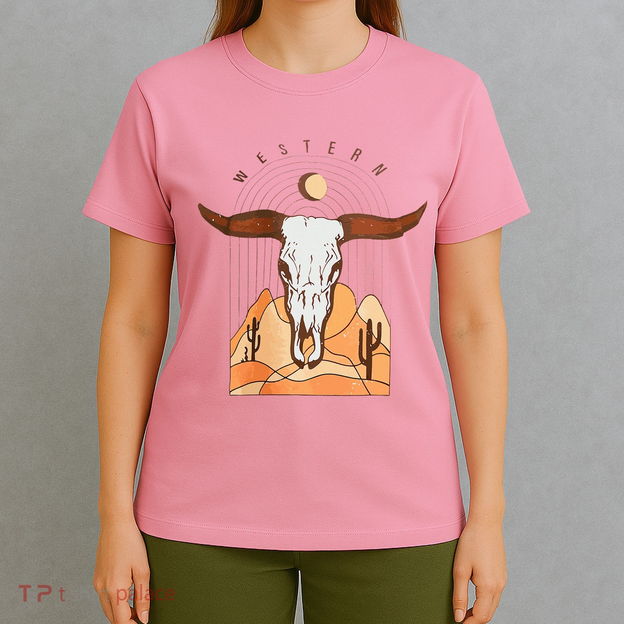 Cow Bull Cattle Skull Head Western T-Shirt