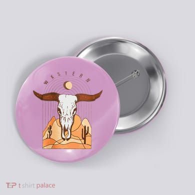 Cow Bull Cattle Skull Head Western Button