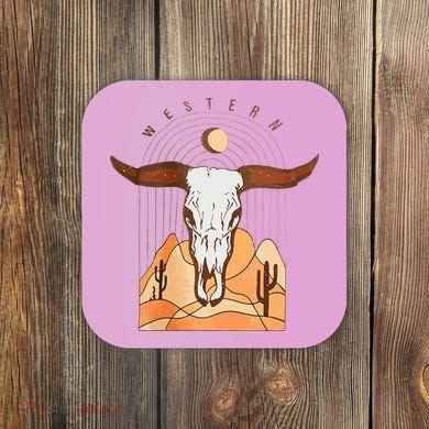 Cow Bull Cattle Skull Head Western Coaster