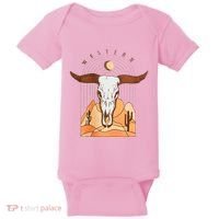 Cow Bull Cattle Skull Head Western Baby Bodysuit thumb 0