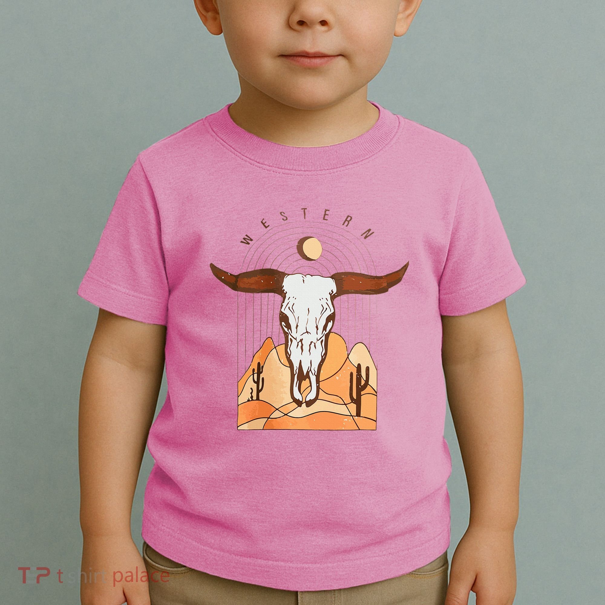 Cow Bull Cattle Skull Head Western Toddler T-Shirt