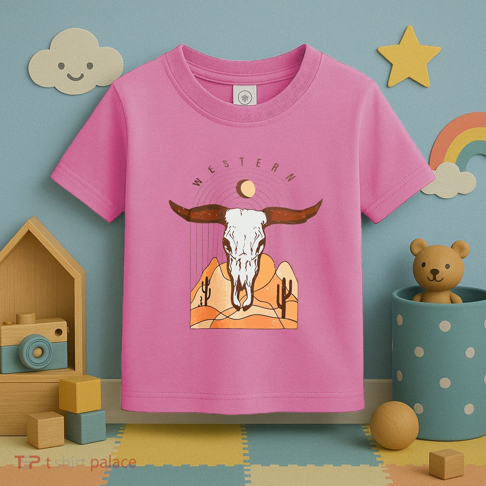 Cow Bull Cattle Skull Head Western Toddler T-Shirt