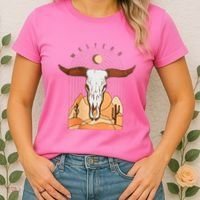 Cow Bull Cattle Skull Head Western Women's T-Shirt thumb 2