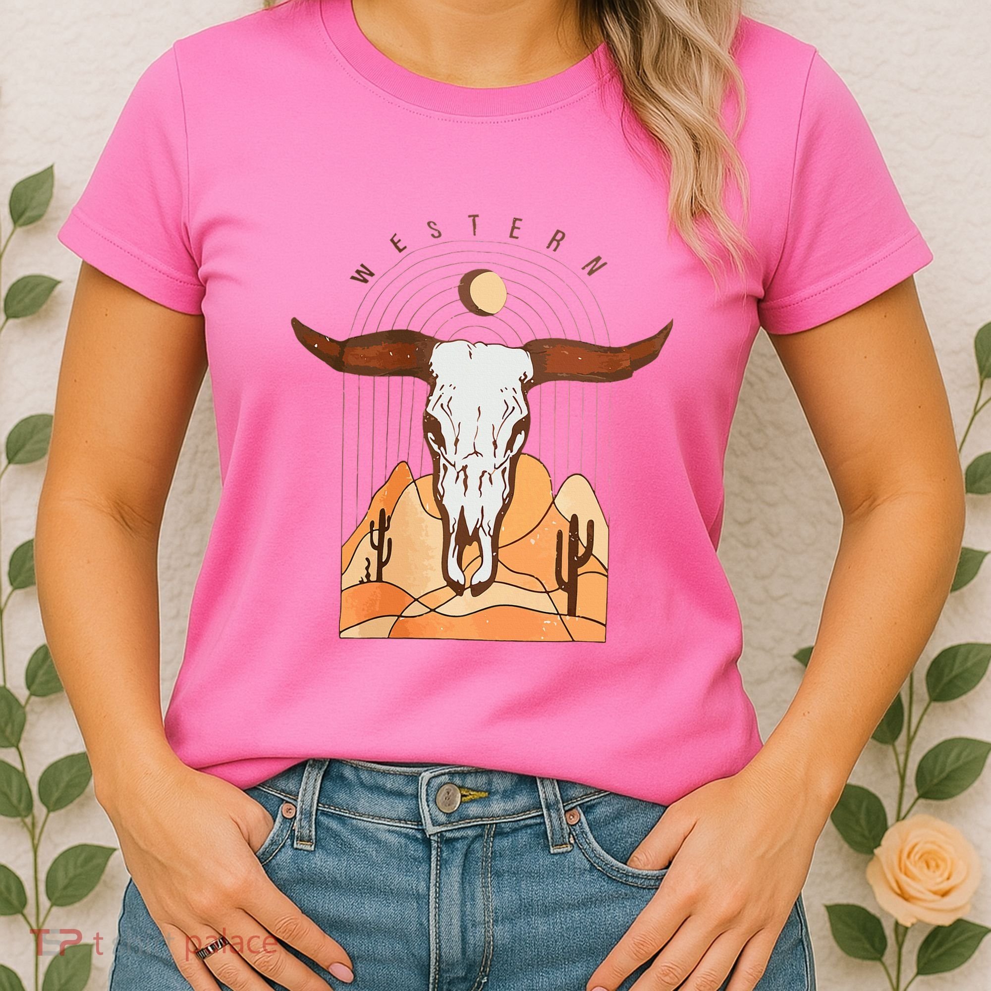 Cow Bull Cattle Skull Head Western Women's T-Shirt