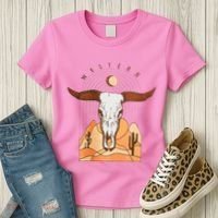 Cow Bull Cattle Skull Head Western Women's T-Shirt thumb 3