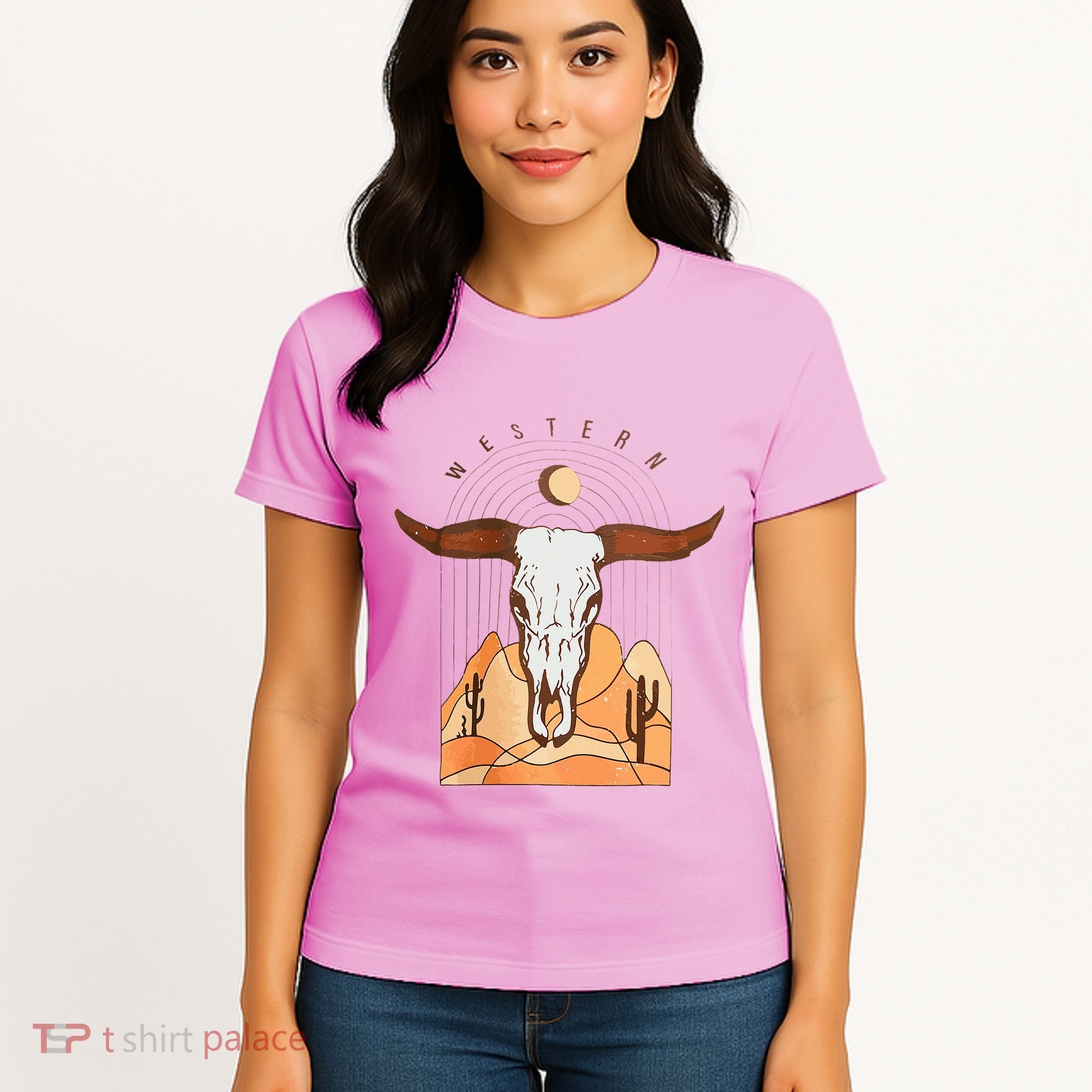 Cow Bull Cattle Skull Head Western Women's T-Shirt