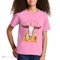 Cow Bull Cattle Skull Head Western Kids T-Shirt thumb 2