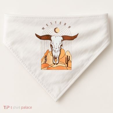 Cow Bull Cattle Skull Head Western USA-Made Doggie Bandana