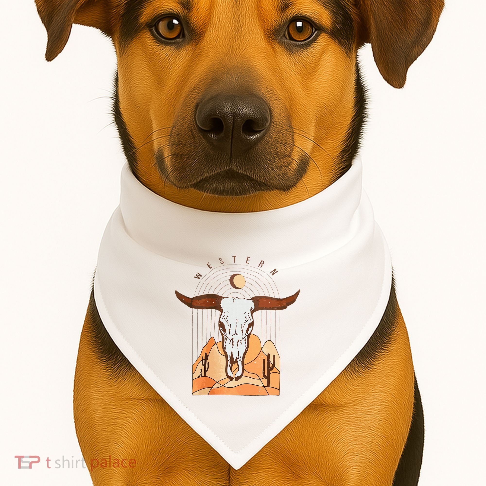 Cow Bull Cattle Skull Head Western USA-Made Doggie Bandana