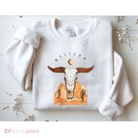 Cow Bull Cattle Skull Head Western Sweatshirt thumb 2