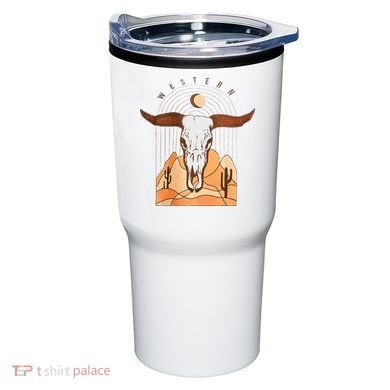 Cow Bull Cattle Skull Head Western Tumbler