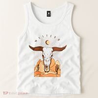 Cow Bull Cattle Skull Head Western Tank Top thumb 2
