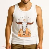 Cow Bull Cattle Skull Head Western Tank Top thumb 3