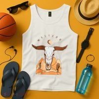 Cow Bull Cattle Skull Head Western Tank Top thumb 4
