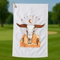 Cow Bull Cattle Skull Head Western Golf Towel thumb 1