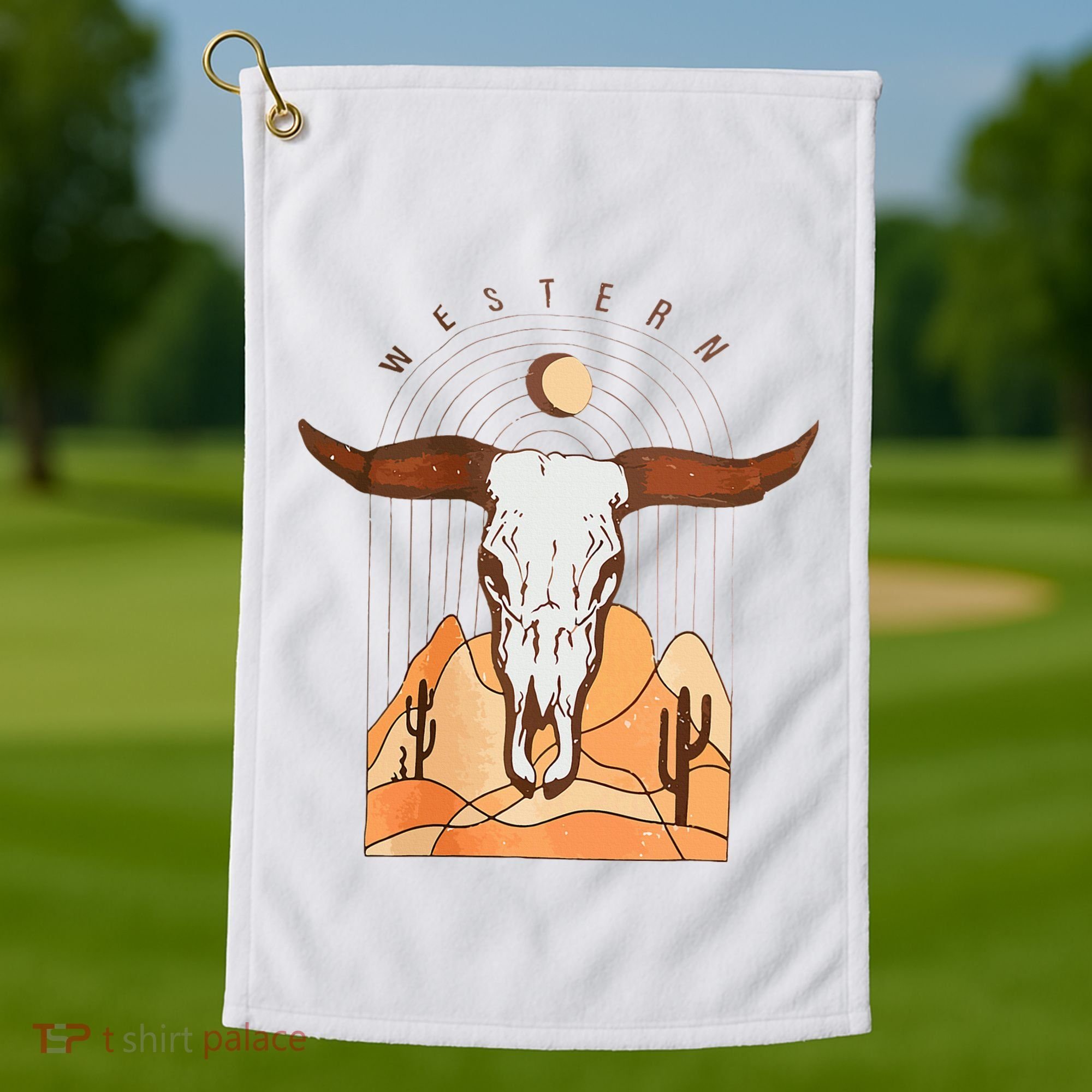 Cow Bull Cattle Skull Head Western Golf Towel