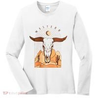 Cow Bull Cattle Skull Head Western Women's Long Sleeve Shirt thumb 0
