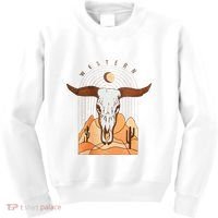 Cow Bull Cattle Skull Head Western Kids Sweatshirt thumb 0