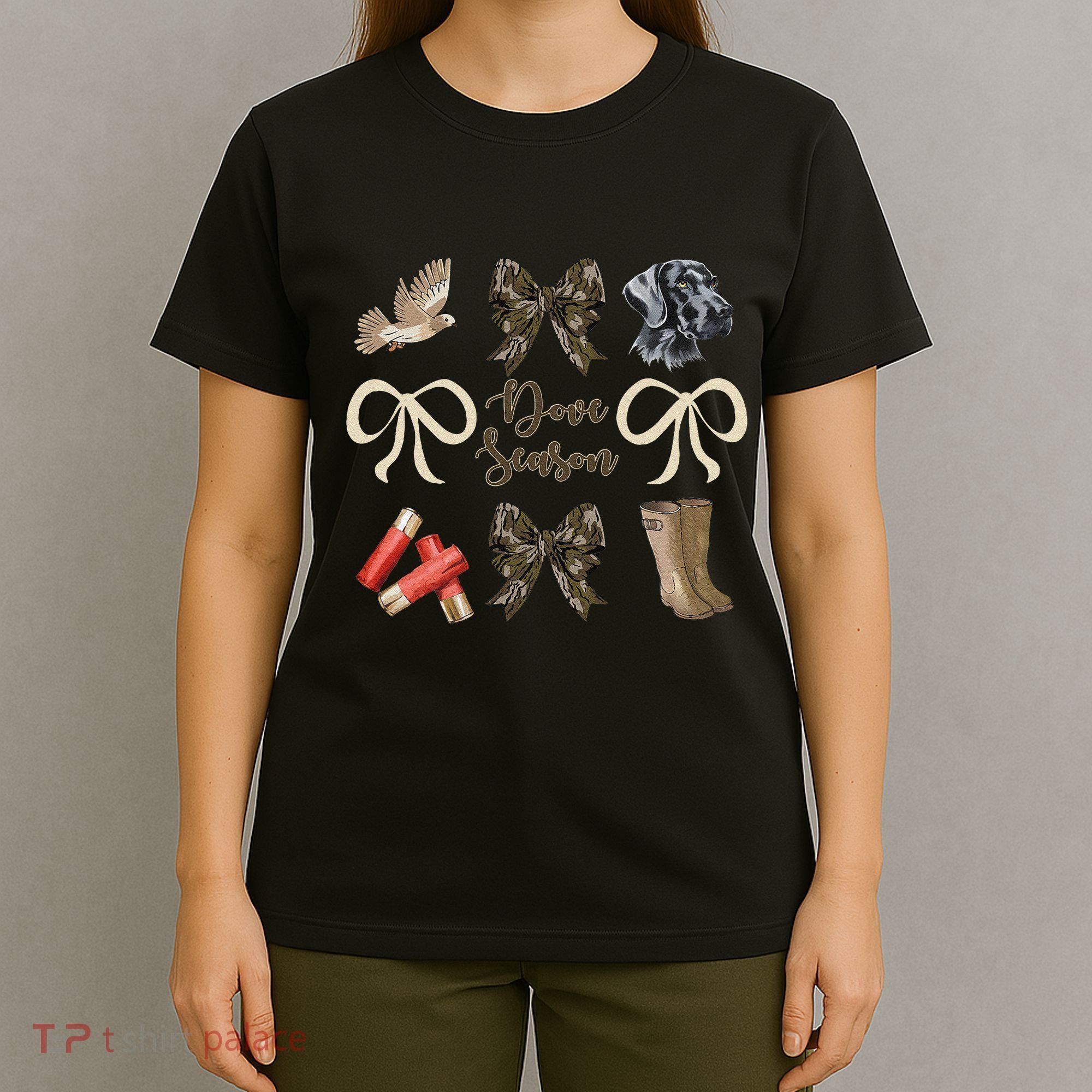Camo Bow Coquette Dove Season Hunting Dove Hunter Hunt Girl Gift T-Shirt