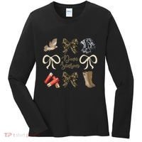 Camo Bow Coquette Dove Season Hunting Dove Hunter Hunt Girl Gift Women's Long Sleeve Shirt thumb 0