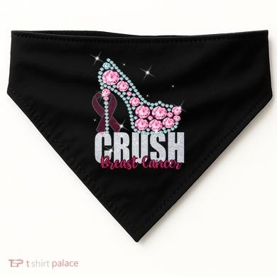 Crush Breast Cancer Cute Sparkly Design USA-Made Doggie Bandana