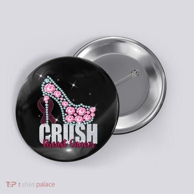 Crush Breast Cancer Cute Sparkly Design Button