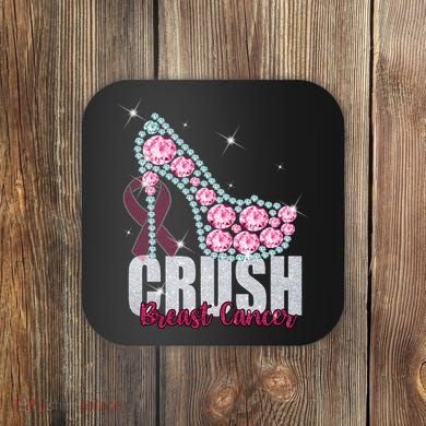 Crush Breast Cancer Cute Sparkly Design Coaster