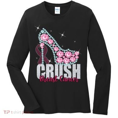 Crush Breast Cancer Cute Sparkly Design Women's Long Sleeve Shirt