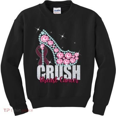 Crush Breast Cancer Cute Sparkly Design Kids Sweatshirt