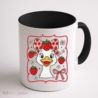 Coquette Bow Cute Strawberry Goose Lover Girly Summer Vibes Coffee Mug thumb 1