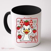 Coquette Bow Cute Strawberry Goose Lover Girly Summer Vibes Coffee Mug thumb 0