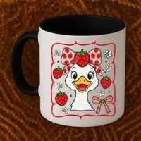 Coquette Bow Cute Strawberry Goose Lover Girly Summer Vibes Coffee Mug thumb 2