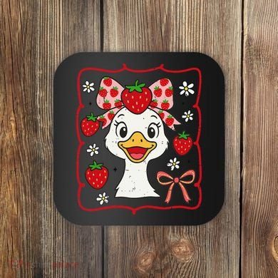 Coquette Bow Cute Strawberry Goose Lover Girly Summer Vibes Coaster