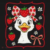 Coquette Bow Cute Strawberry Goose Lover Girly Summer Vibes Women's Hoodie thumb 2
