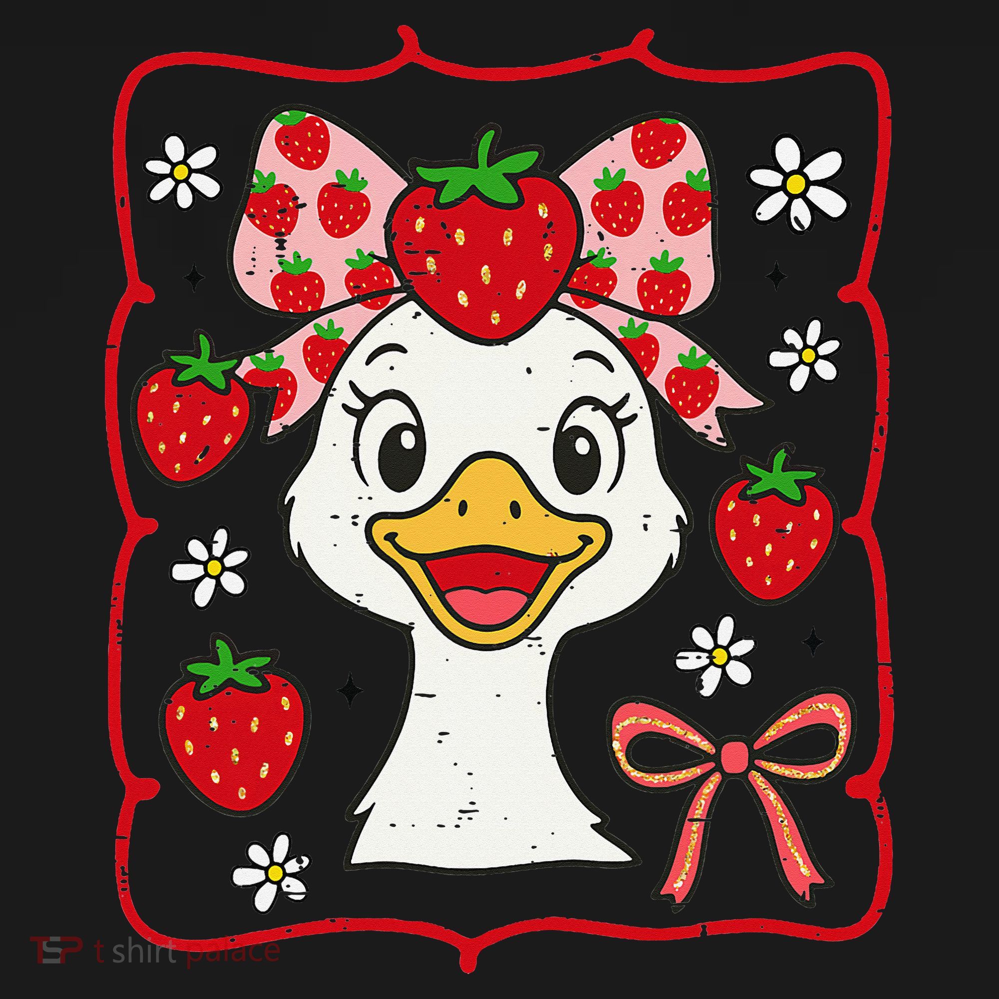 Coquette Bow Cute Strawberry Goose Lover Girly Summer Vibes Women's Tank Top
