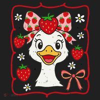 Coquette Bow Cute Strawberry Goose Lover Girly Summer Vibes Hat thumb 2