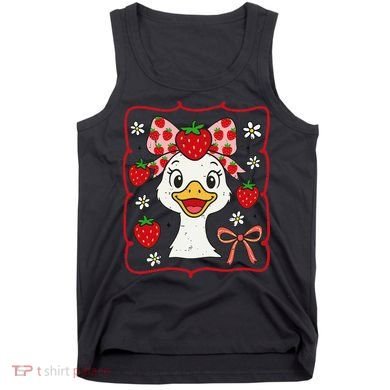 Coquette Bow Cute Strawberry Goose Lover Girly Summer Vibes Tank Top