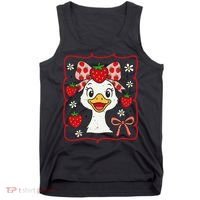 Coquette Bow Cute Strawberry Goose Lover Girly Summer Vibes Tank Top thumb 0