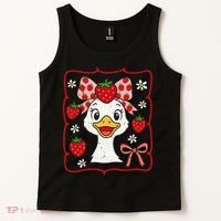 Coquette Bow Cute Strawberry Goose Lover Girly Summer Vibes Tank Top thumb 2