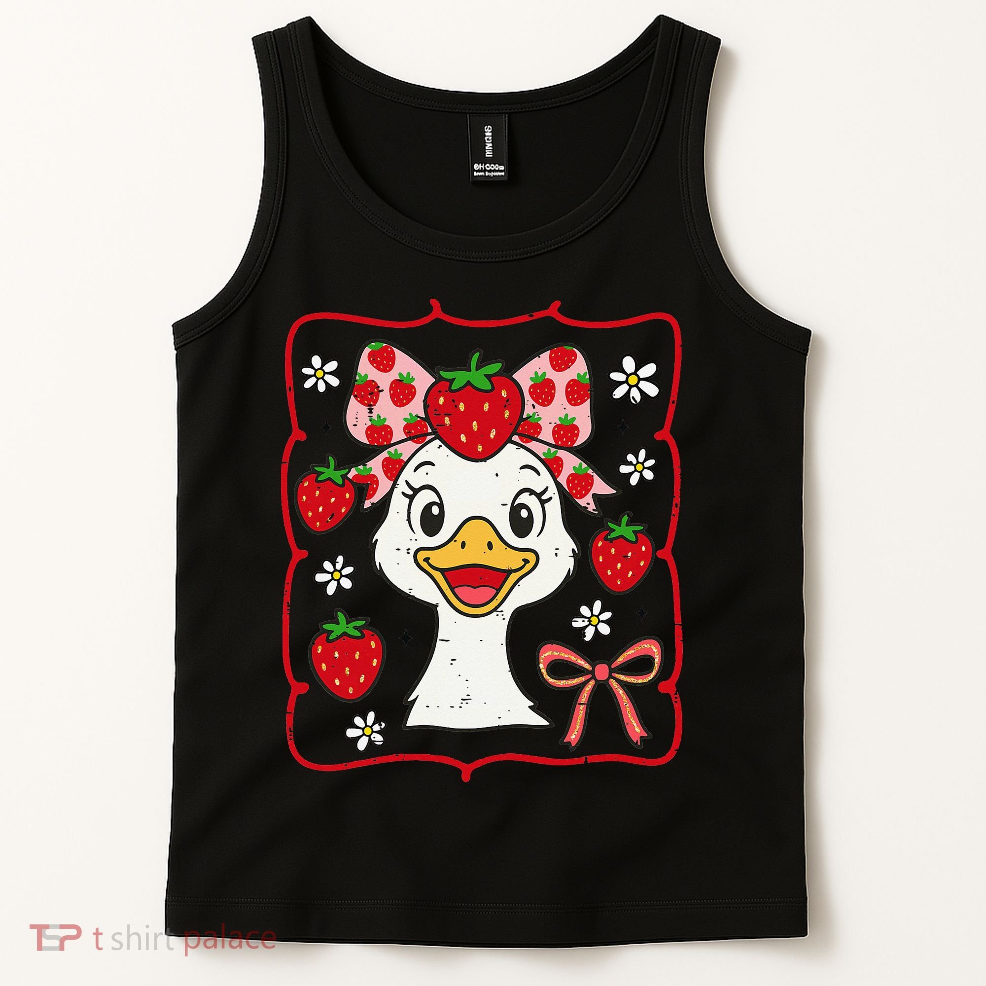 Coquette Bow Cute Strawberry Goose Lover Girly Summer Vibes Tank Top