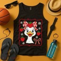 Coquette Bow Cute Strawberry Goose Lover Girly Summer Vibes Tank Top thumb 4