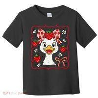 Coquette Bow Cute Strawberry Goose Lover Girly Summer Vibes Toddler T-Shirt thumb 0
