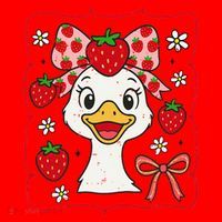 Coquette Bow Cute Strawberry Goose Lover Girly Summer Vibes Santa Hat thumb 1