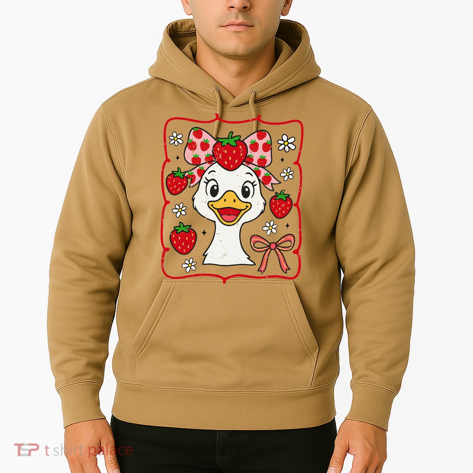 Coquette Bow Cute Strawberry Goose Lover Girly Summer Vibes Hoodie