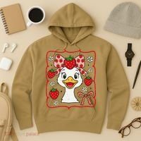 Coquette Bow Cute Strawberry Goose Lover Girly Summer Vibes Hoodie thumb 3
