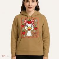 Coquette Bow Cute Strawberry Goose Lover Girly Summer Vibes Hoodie thumb 5