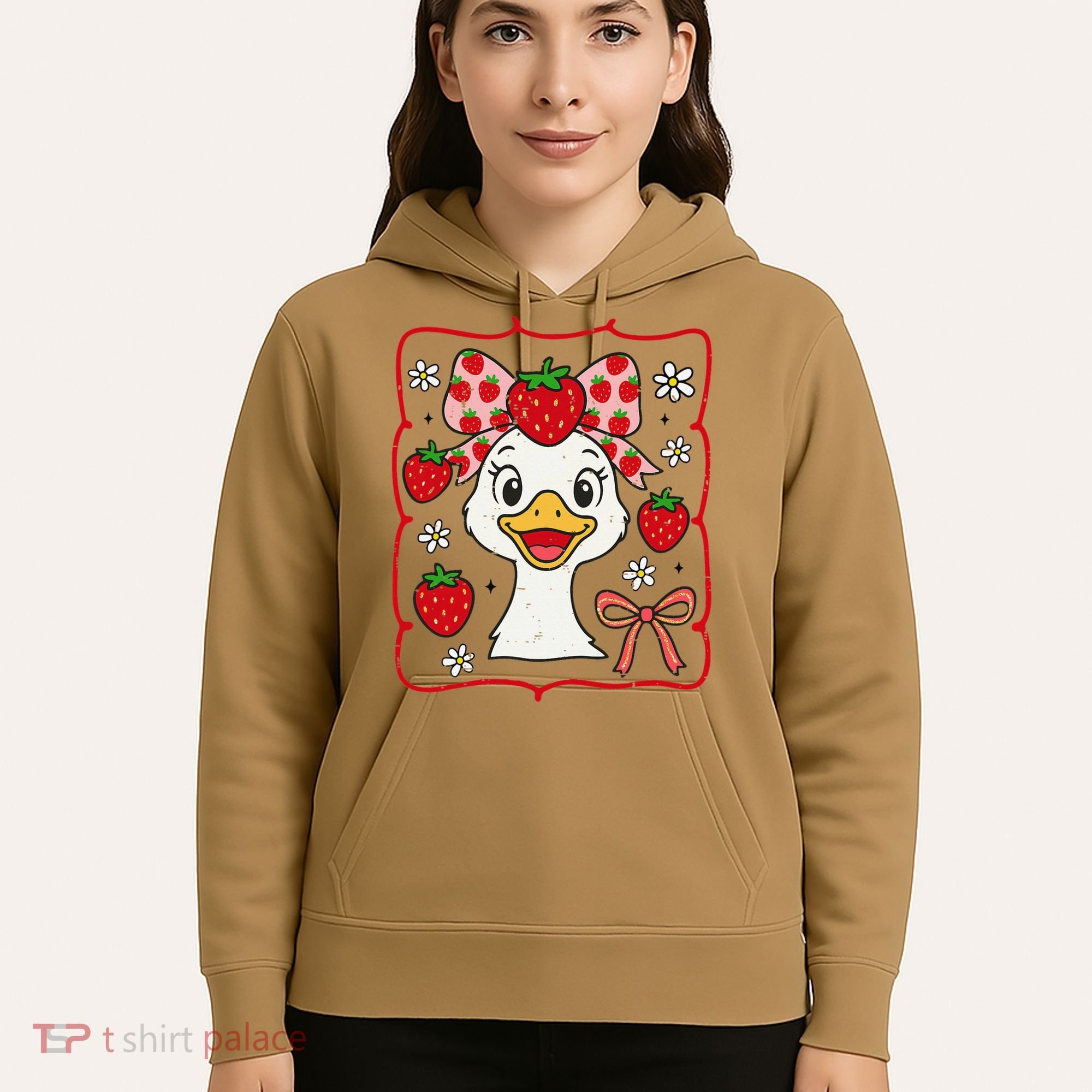 Coquette Bow Cute Strawberry Goose Lover Girly Summer Vibes Hoodie