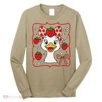 Coquette Bow Cute Strawberry Goose Lover Girly Summer Vibes Long Sleeve Shirt thumb 0
